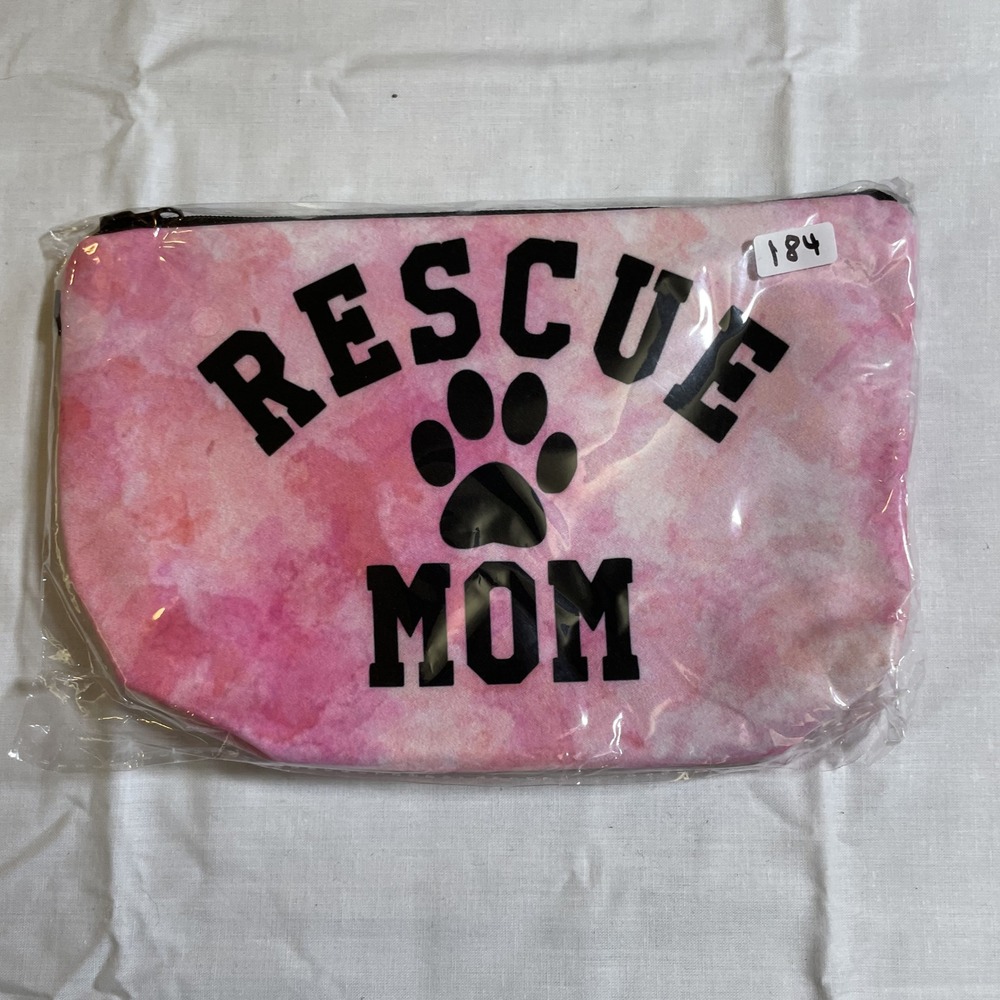 The Pouch Rescue Mom Cosmetic Bag Womens OS Pink New Watercolor Paw Print Zipper